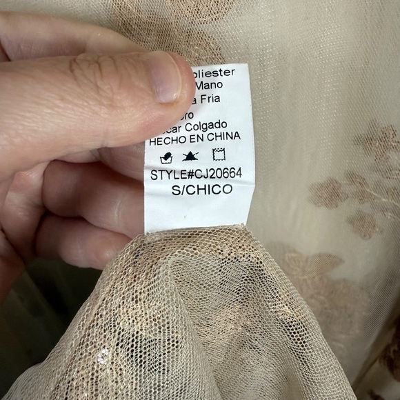 Windsor Mesh Sheer Sequin Floral Open Maxi Duster Kimono Gold Size S - Picture 8 of 9